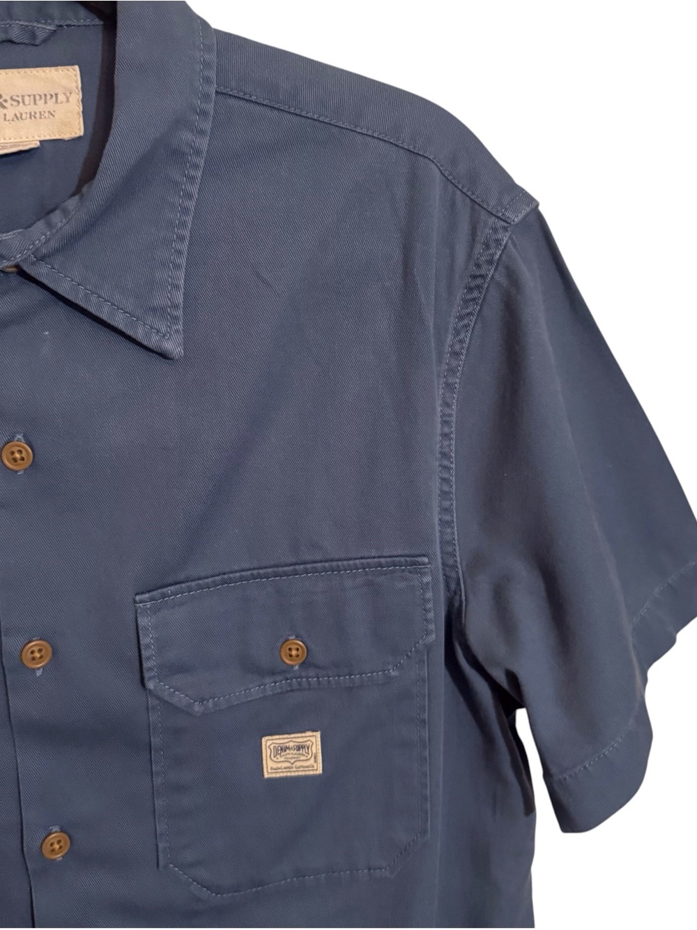 Denim & Supply Ralph Lauren Men’s Short Sleeve Shirt Medium Blue Cotton Casual - Picture 3 of 6